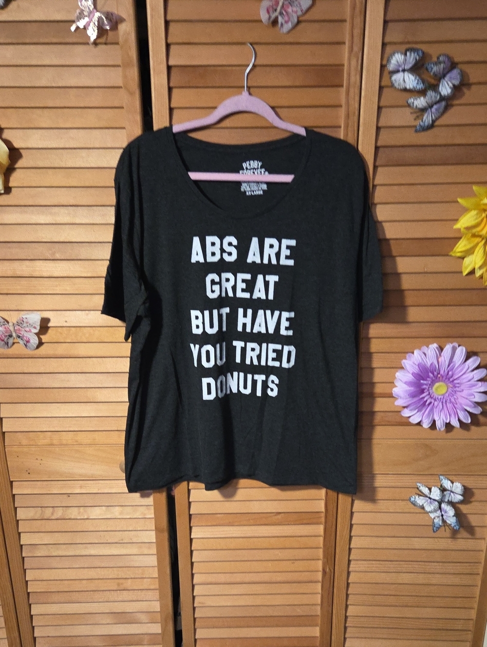 Black Tee Abs Are Great Bit Have You Tried Donuts Graphic